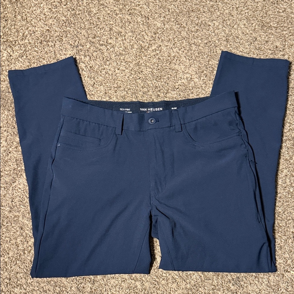 Van Heusen Flex Tech Pants Men’s 32x29 Slim Fit Navy Stretch